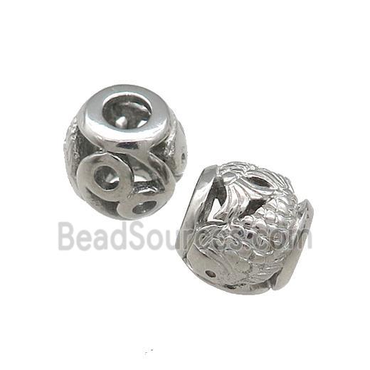 Raw Titanium Steel Barrel Beads Large Hole Hollow Fish