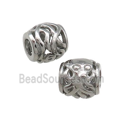 Raw Titanium Steel Barrel Beads Large Hole Hollow