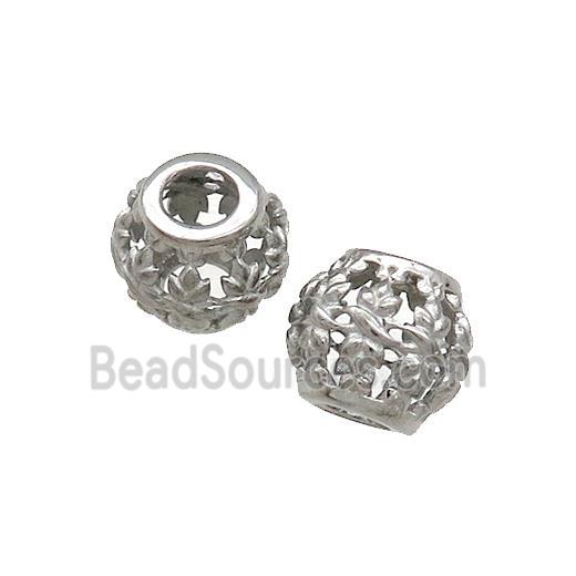 Raw Titanium Steel Round Beads Large Hole Hollow