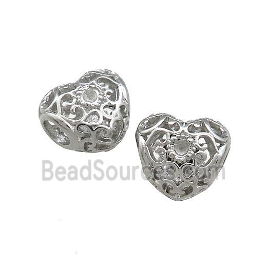 Raw Titanium Steel Heart Beads Large Hole Hollow