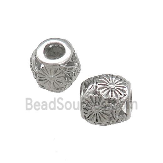 Raw Titanium Steel Barrel Beads Large Hole Hollow