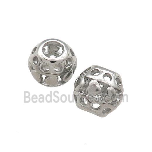 Raw Titanium Steel Round Beads Large Hole Hollow