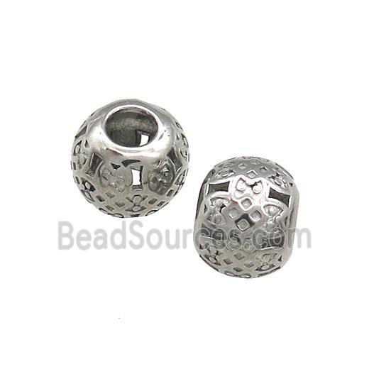 Raw Titanium Steel Round Beads Large Hole Hollow