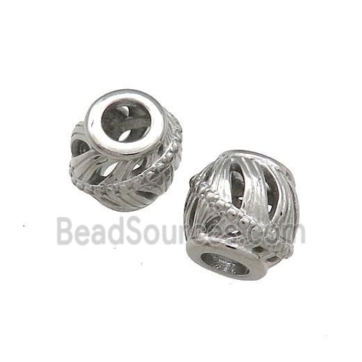 Raw Titanium Steel Round Beads Large Hole Hollow