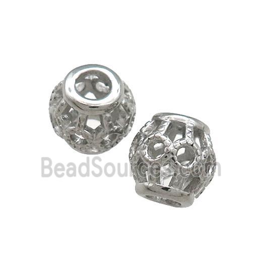 Raw Titanium Steel Round Beads Large Hole Hollow