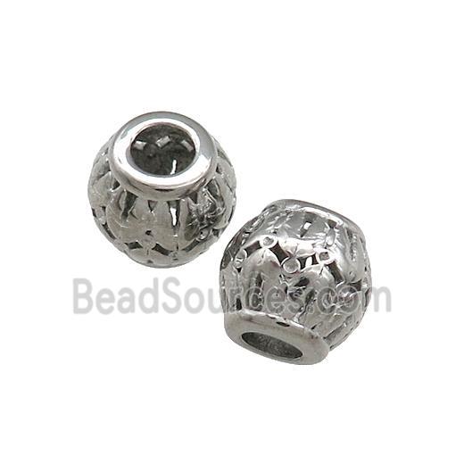 Raw Titanium Steel Barrel Beads Large Hole Hollow