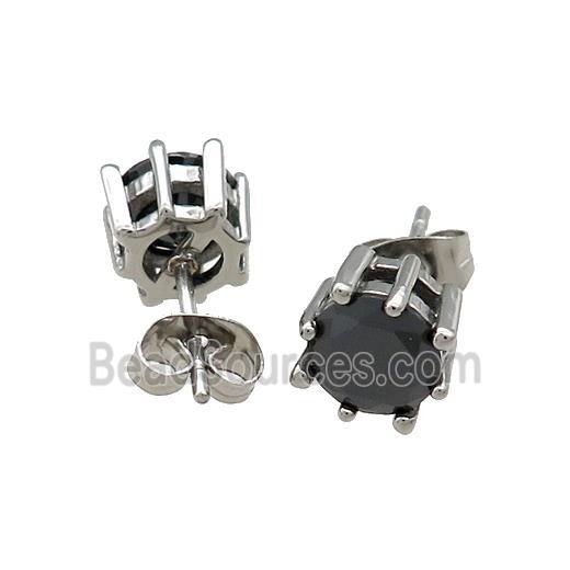 Raw Stainless Steel Stud Earring Pave Rhinestone