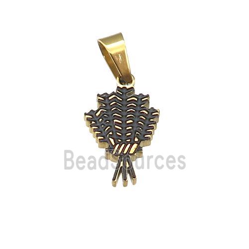 Feather Charms Stainless Steel Pendant Painted Gold Plated