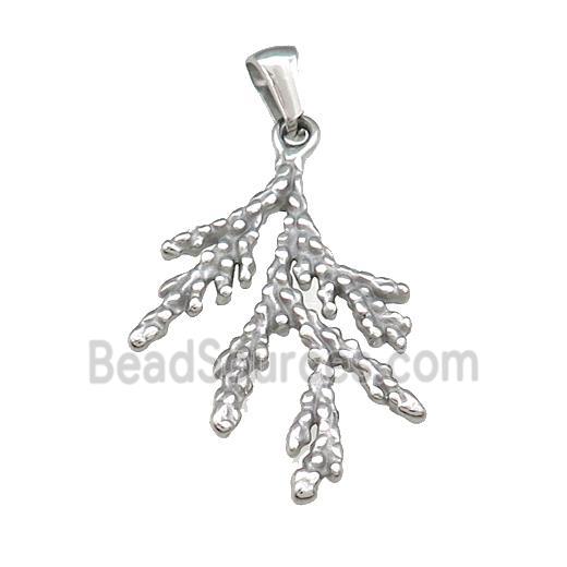 Cedar Branch Charms Raw Stainless Steel Pendant