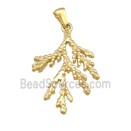 Cedar Branch Charms Stainless Steel Pendant Gold Plated