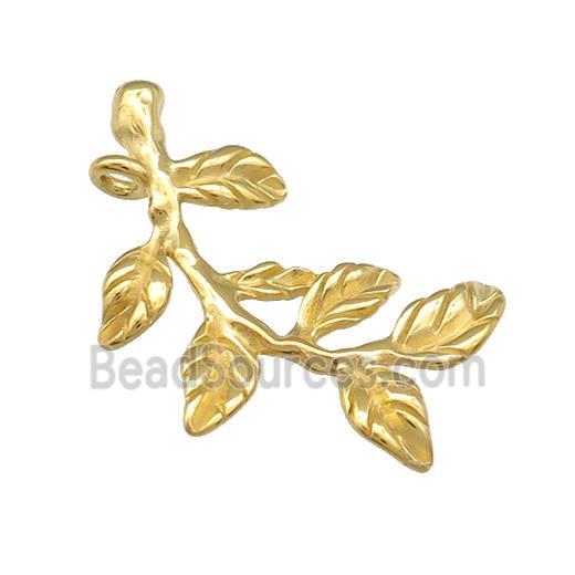 Stainless Steel Leaf Pendant Branch Gold Plated