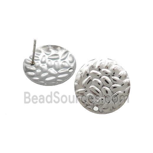 Raw Stainless Steel Stud Earrings Hammered