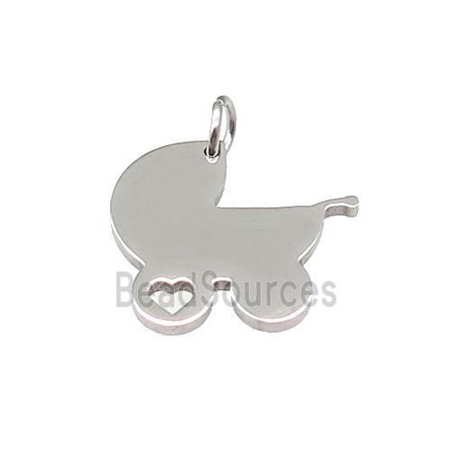 Baby Stroller Charms Raw Stainless Steel Pendant