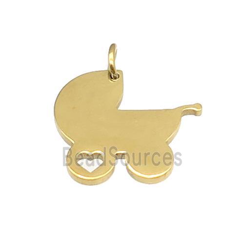 Baby Stroller Charms Stainless Steel Pendant Gold Plated