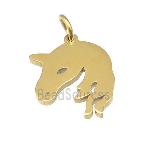 Horse Charms Stainless Steel Pendant Gold Plated