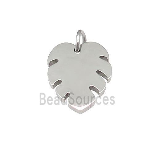 Raw Stainless Steel Leaf Pendant