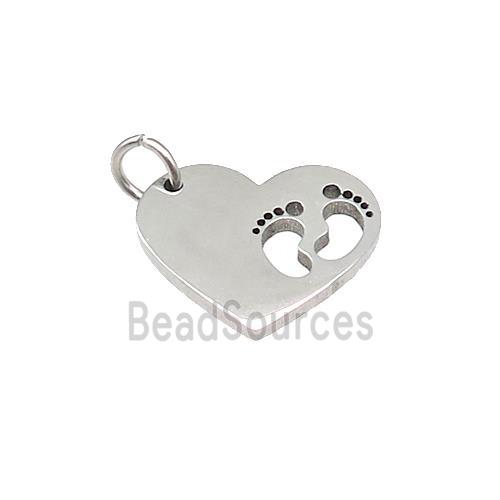 Barefoot Heart Charms Raw Stainless Steel Pendant