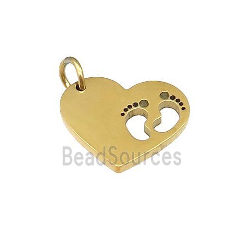 Barefoot Heart Charms Stainless Steel Pendant Gold Plated