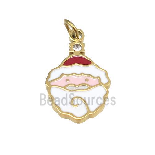 Christmas Santa Claus Stainless Steel Pendant Multicolor Enamel Gold Plated