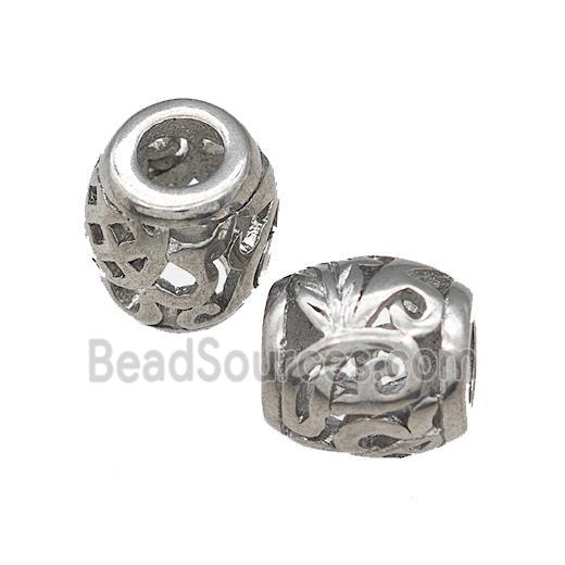 Raw Titanium Steel Barrel Beads Large Hole Hollow