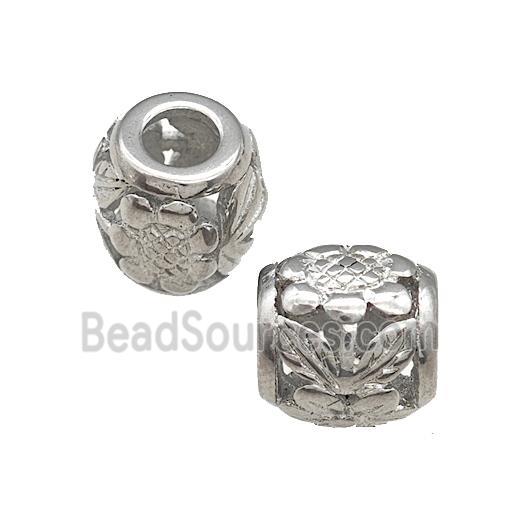 Raw Titanium Steel Barrel Beads Large Hole Flower Hollow