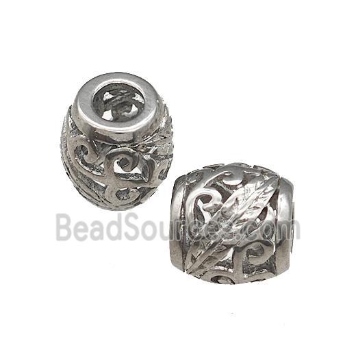 Raw Titanium Steel Barrel Beads Large Hole Hollow