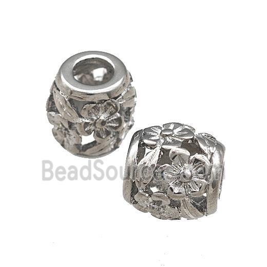 Raw Titanium Steel Barrel Beads Large Hole Flower Hollow