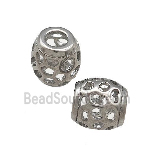 Raw Titanium Steel Barrel Beads Large Hole Hollow