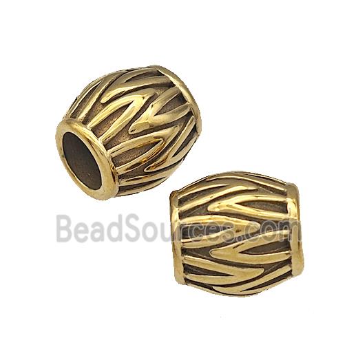 Stainless Steel Barrel Beads Large Hole Gold Plated