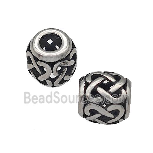 316 Stainless Steel Barrel Beads Hollow Large Hole Antique silver