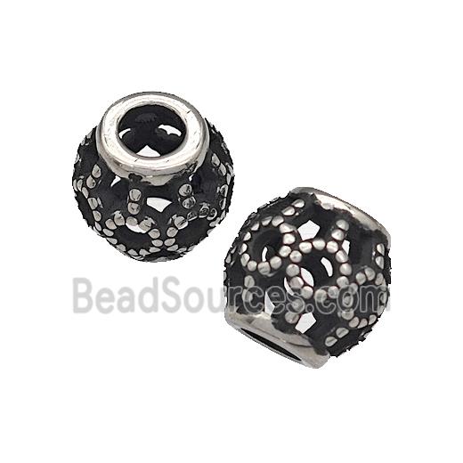 316 Stainless Steel Barrel Beads Hollow Large Hole Antique silver