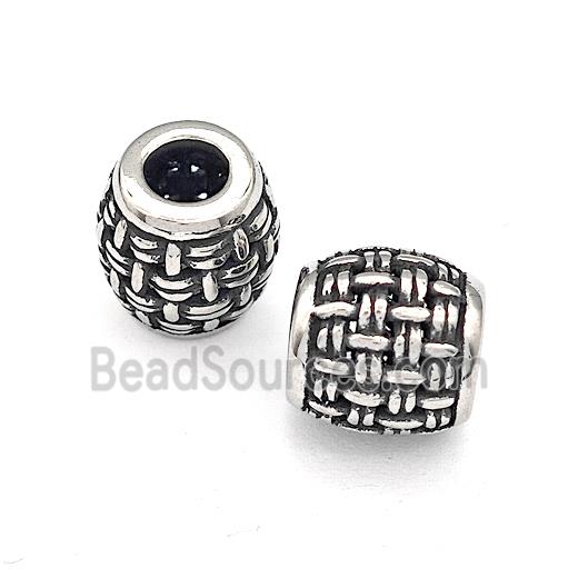 316 Stainless Steel Barrel Beads Hollow Large Hole Antique silver