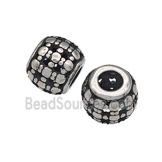 316 Stainless Steel Round Beads Hollow Large Hole Antique silver