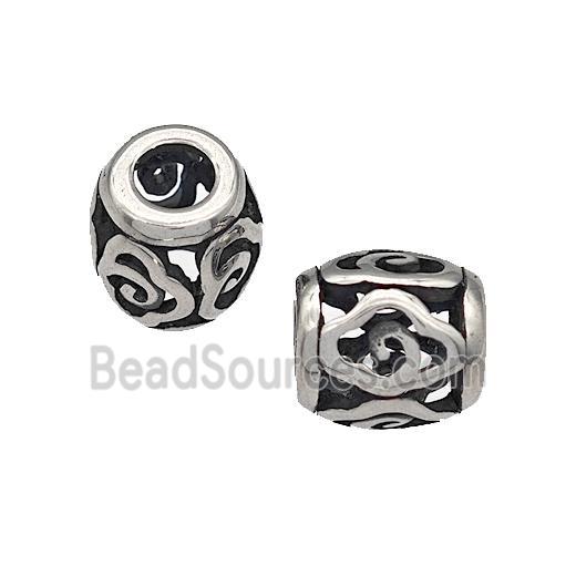 316 Stainless Steel Barrel Beads Hollow Large Hole Antique silver