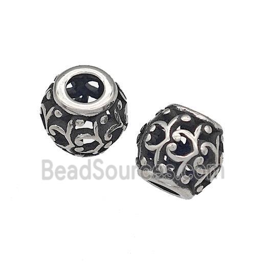 316 Stainless Steel Barrel Beads Hollow Large Hole Antique silver