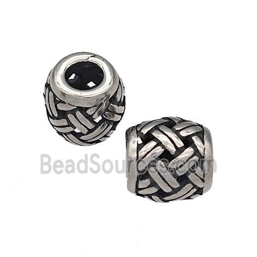 316 Stainless Steel Barrel Beads Hollow Large Hole Antique silver