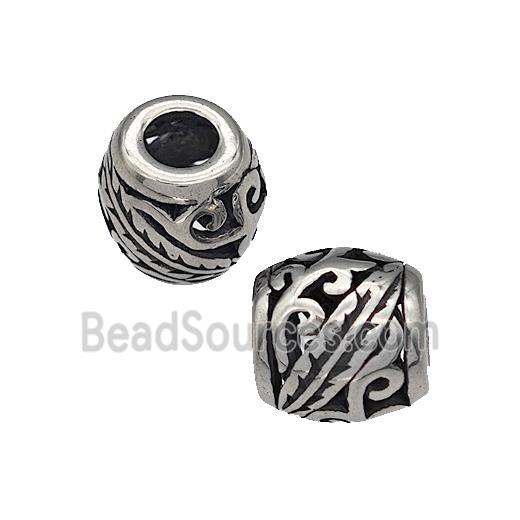 316 Stainless Steel Barrel Beads Hollow Large Hole Antique silver