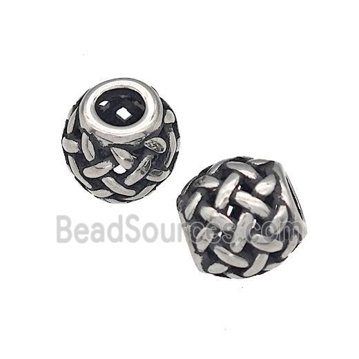 316 Stainless Steel Barrel Beads Hollow Large Hole Antique silver