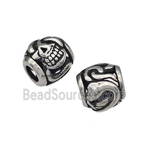 316 Stainless Steel Barrel Beads Hollow Large Hole Antique silver