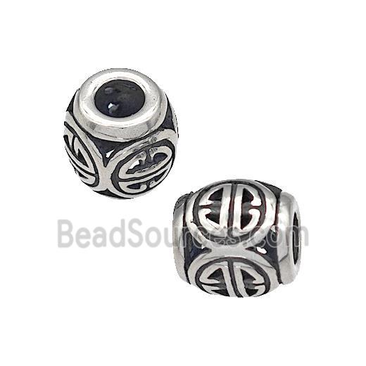 316 Stainless Steel Barrel Beads Hollow Large Hole Antique silver