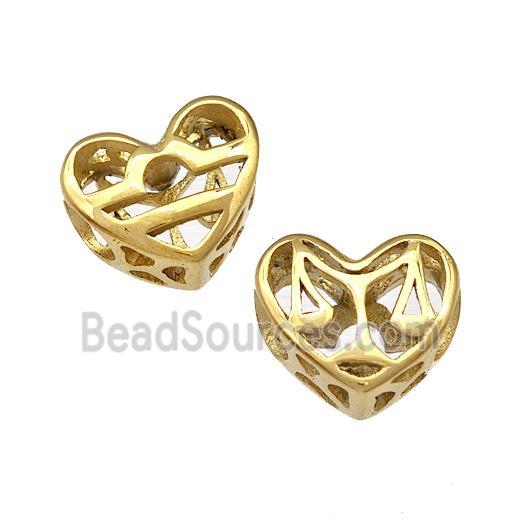 Stainless Steel Heart Beads Zodiac Libra Large Hole Hollow Gold Plated