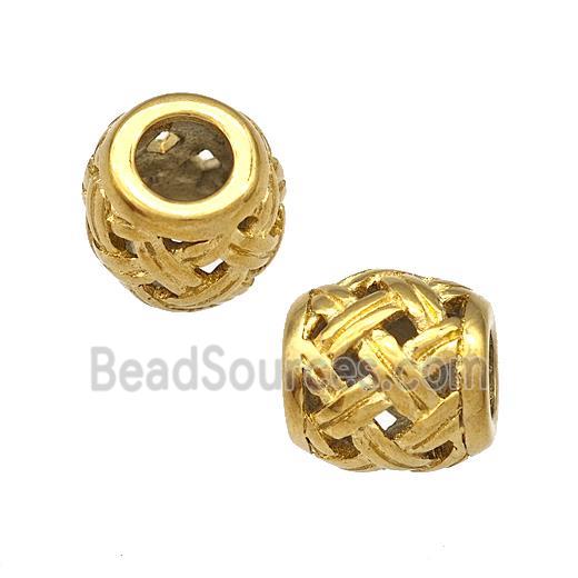 Stainless Steel Barrel Beads Hollow Large Hole Gold Plated