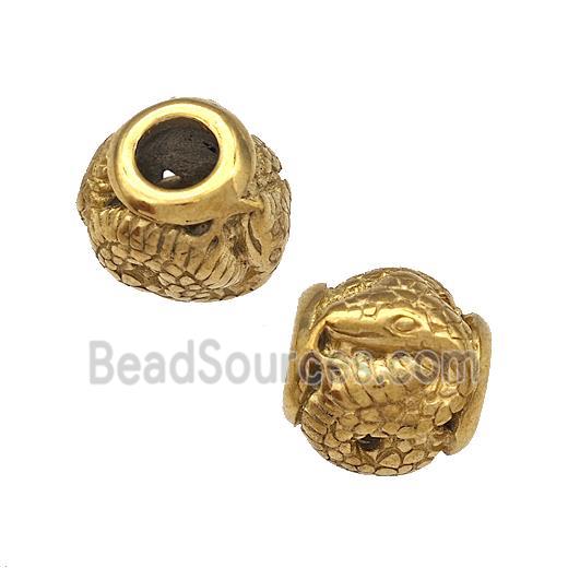 Stainless Steel Barrel Beads Hollow Large Hole Gold Plated