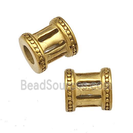 Stainless Steel Tube Beads Hollow Large Hole Gold Plated