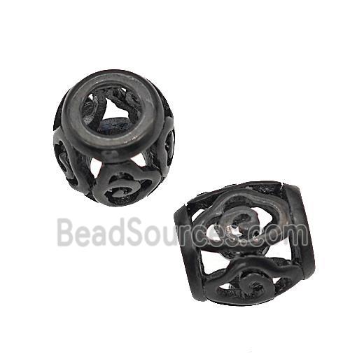 Stainless Steel Barrel Beads Cloud Large Hole Hollow Black Plated