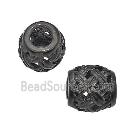 Stainless Steel Barrel Beads Large Hole Hollow Black Plated