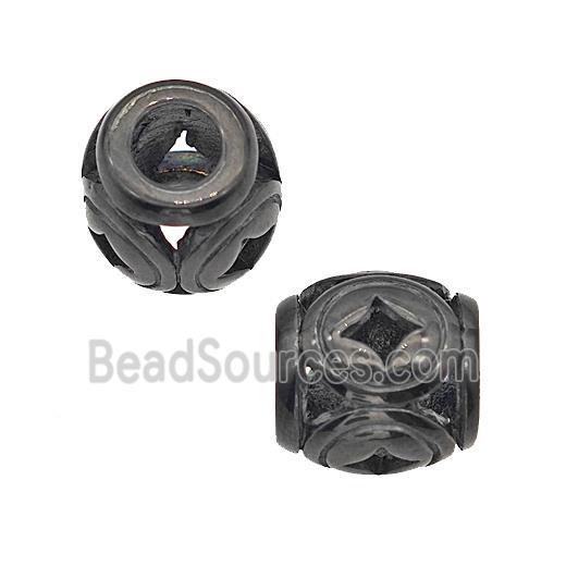 Stainless Steel Barrel Beads Large Hole Hollow Black Plated