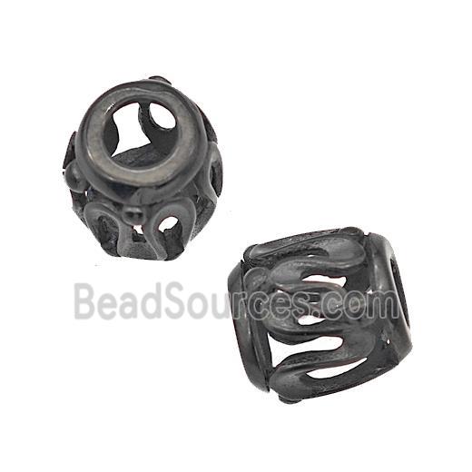 Stainless Steel Barrel Beads Large Hole Hollow Black Plated