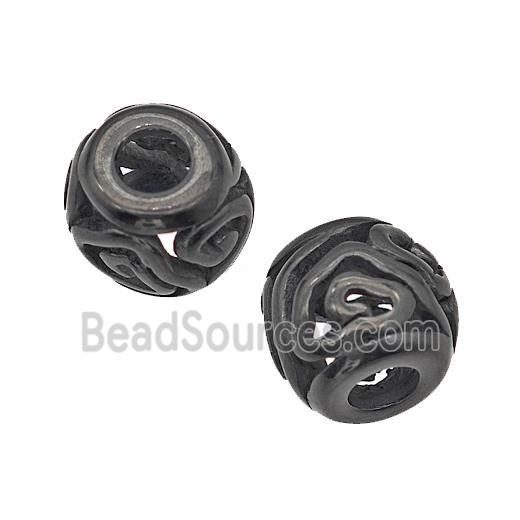 Stainless Steel Barrel Beads Cloud Large Hole Hollow Black Plated