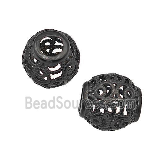 Stainless Steel Barrel Beads Large Hole Hollow Black Plated